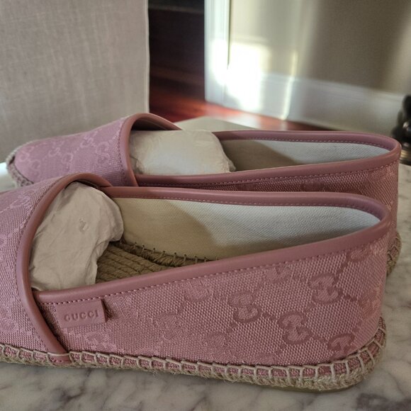 Gucci GG Canvas and Leather Pink Espadrilles Size 41 - Picture 9 of 14